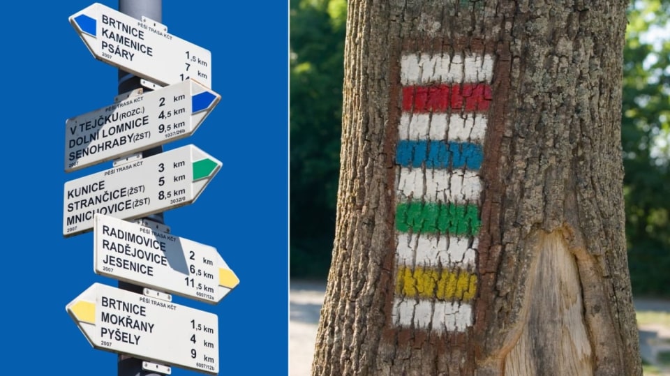 Barvy turistických značek mají svůj jasný význam